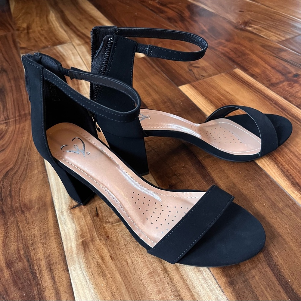 Windsor Black Suede-like Block Heel